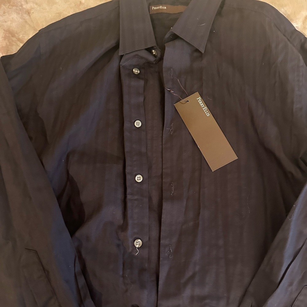Perry Ellis Deep Brown Button-Up Shirt NWT MED - Picture 8 of 8